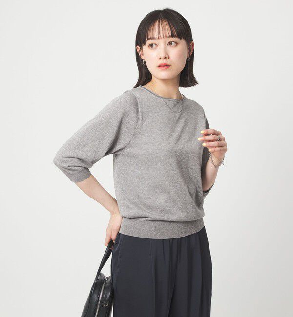 UNITED ARROWS green label relaxing「ラメ 6分袖 ニット プルオーバー」|ニット・セーター|