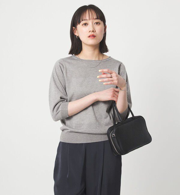 UNITED ARROWS green label relaxing「ラメ 6分袖 ニット プルオーバー」|ニット・セーター|