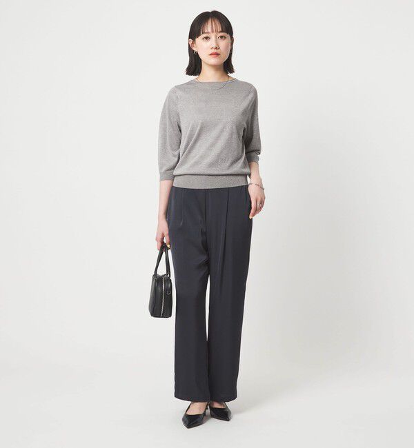 UNITED ARROWS green label relaxing「ラメ 6分袖 ニット プルオーバー」|ニット・セーター|