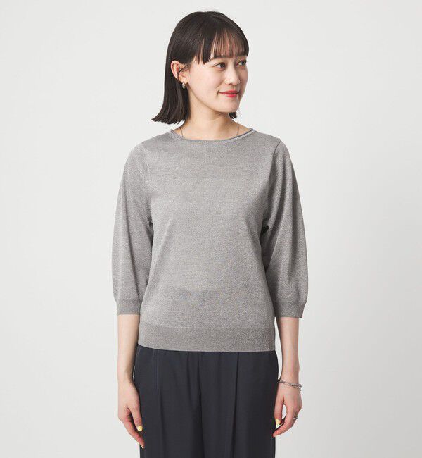 UNITED ARROWS green label relaxing「ラメ 6分袖 ニット プルオーバー」|ニット・セーター|