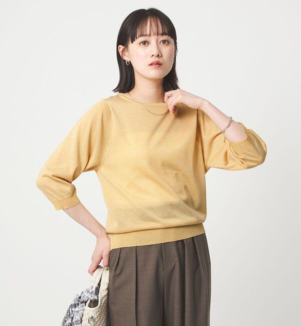 UNITED ARROWS green label relaxing「ラメ 6分袖 ニット プルオーバー」|ニット・セーター|