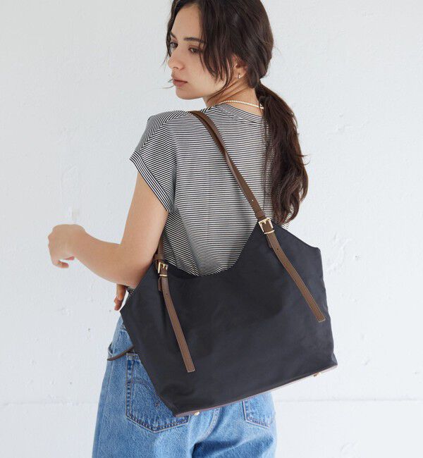 UNITED ARROWS green label relaxing「【WEB限定】2WAYバックルハンドル トートバッグ / ショルダーバッグ / A4サイズ はっ水」|トートバッグ|NAVY