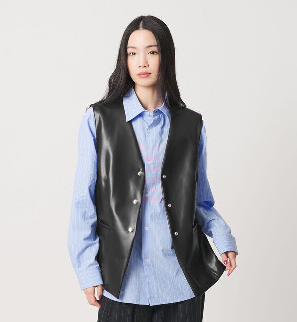 BEAUTY&YOUTH UNITED ARROWS「レザーライク ベスト」|ベスト・ジレ|BLACK