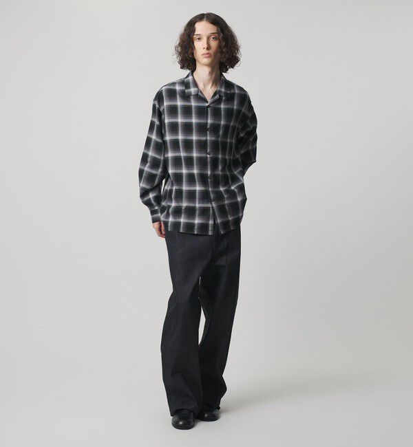 MONKEY TIME「コットン レーヨン オンブレ チェック オープンカラー シャツ」|シャツ・ブラウス|