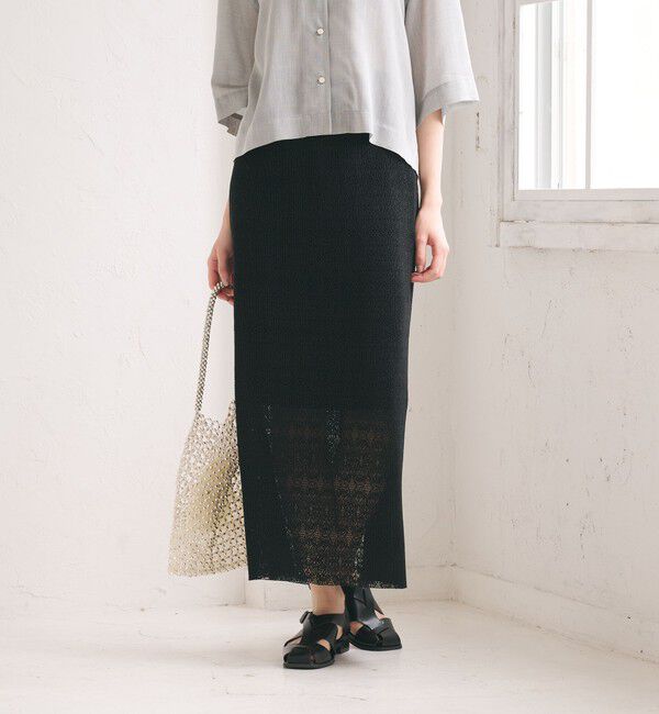 BEAUTY&YOUTH UNITED ARROWS「レースプリーツ タイトスカート ウォッシャブル」|タイト|BLACK