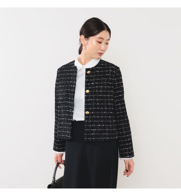 Demi-Luxe BEAMS 「ツイード ノーカラー ジャケット＊」|ダッフルコート|