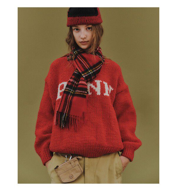 BEAMSBOY「【別注】THE BOOKSTORE / Hand Logo Sweater 25FW」|ニット・セーター|RED