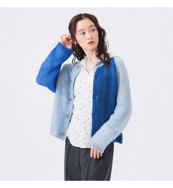 BEAMSBOY「モヘア クレイジー カーディガン」|ニット・セーター|BLUE