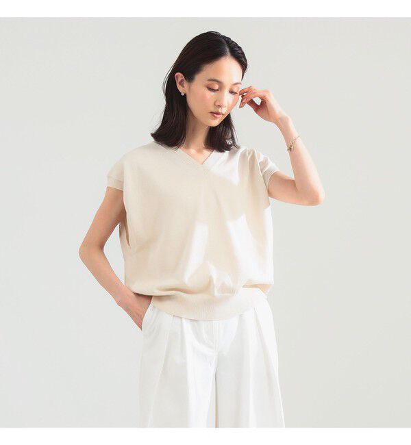 Demi-Luxe BEAMS 「BATONER / コットン Vネック ベスト」|ニット・セーター|IVORY