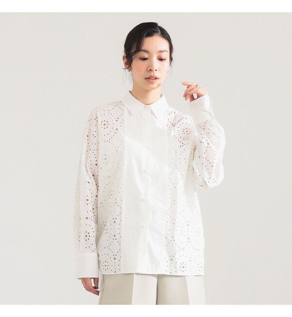 Demi-Luxe BEAMS 「アイレット パターン オーバーシャツ」|シャツ・ブラウス|WHITE