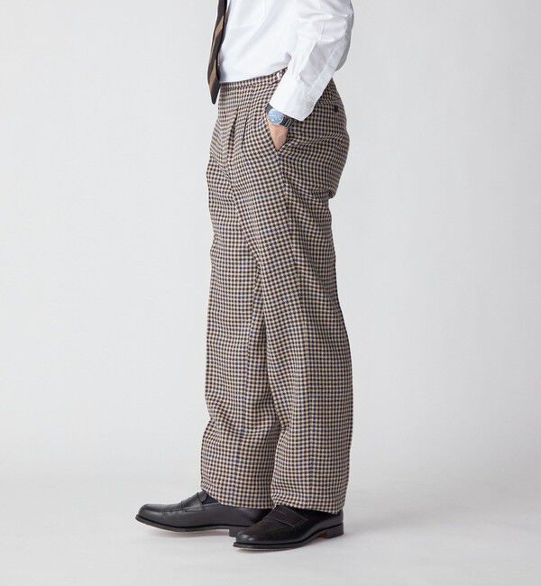 SHIPS「SHIPS: ラグジュアリー シェパードチェック ツープリーツ パンツ」|チノ|