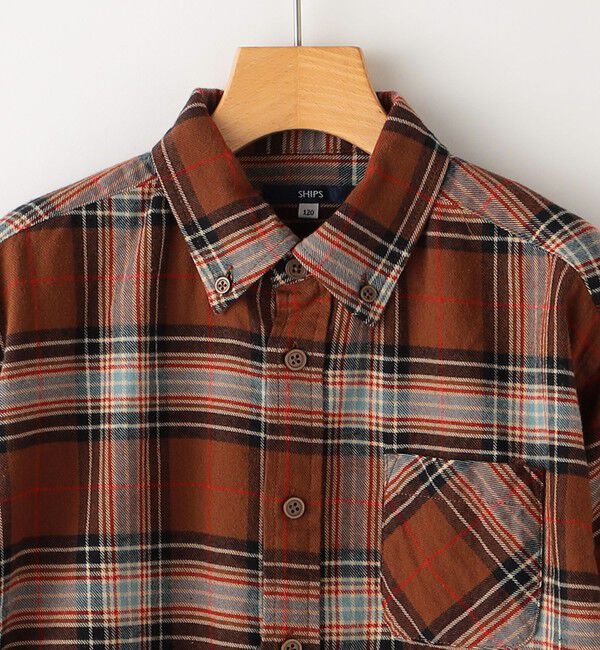 SHIPS KIDS「SHIPS KIDS:80～90cm / ネル チェック ボタンダウン シャツ」|シャツ・ブラウス|