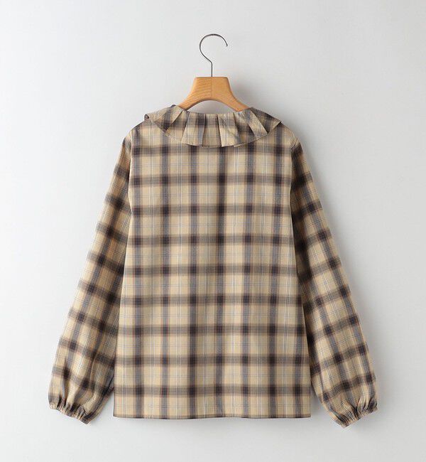 SHIPS KIDS「SHIPS KIDS:140～150cm / プリーツ カラー 長袖 チェック ブラウス」|シャツ・ブラウス|