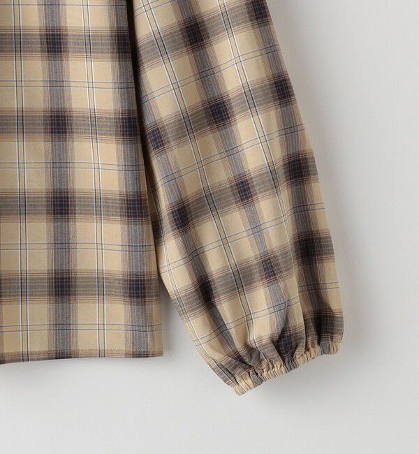 SHIPS KIDS「SHIPS KIDS:140～150cm / プリーツ カラー 長袖 チェック ブラウス」|シャツ・ブラウス|