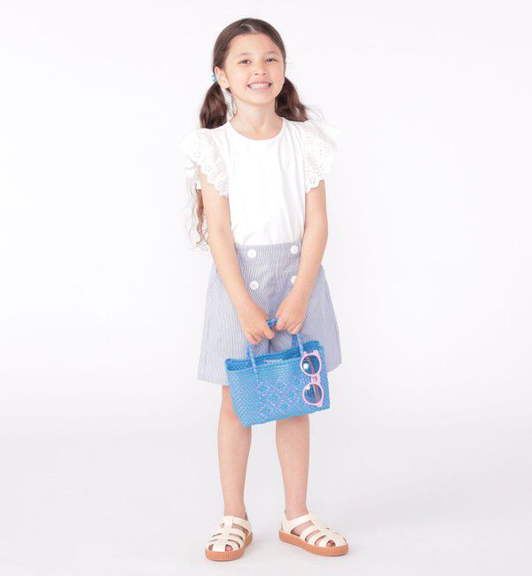 SHIPS KIDS「SHIPS KIDS:100～130cm / レース フリル 半袖 TEE」|Tシャツ・カットソー|