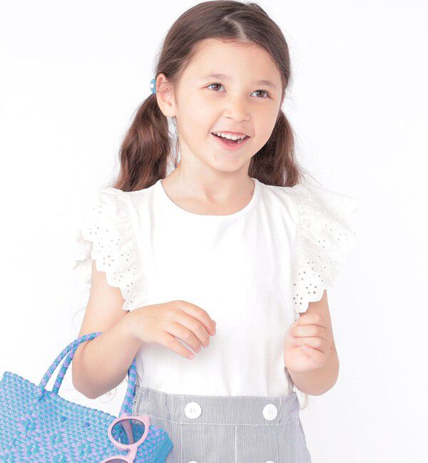 SHIPS KIDS「SHIPS KIDS:100～130cm / レース フリル 半袖 TEE」|Tシャツ・カットソー|