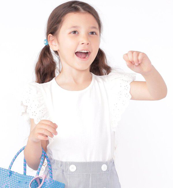 SHIPS KIDS「SHIPS KIDS:100～130cm / レース フリル 半袖 TEE」|Tシャツ・カットソー|