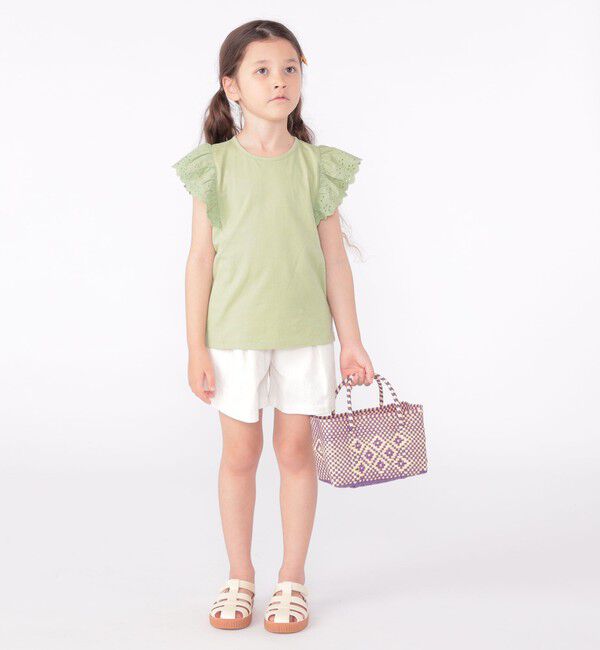 SHIPS KIDS「SHIPS KIDS:100～130cm / レース フリル 半袖 TEE」|Tシャツ・カットソー|