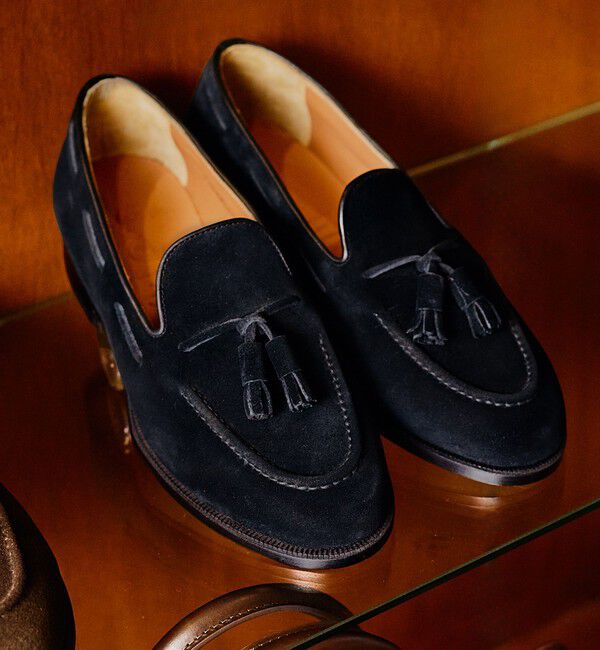 SHIPS「【SHIPS別注】polpetta: スエード タッセルローファー」|ローファー|ブラック