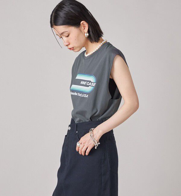 SHIPS for women「SHIPS NINE CASE:ロゴ ノースリーブ TEE」|Tシャツ・カットソー|