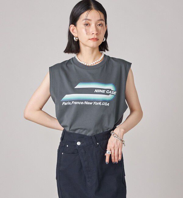SHIPS for women「SHIPS NINE CASE:ロゴ ノースリーブ TEE」|Tシャツ・カットソー|