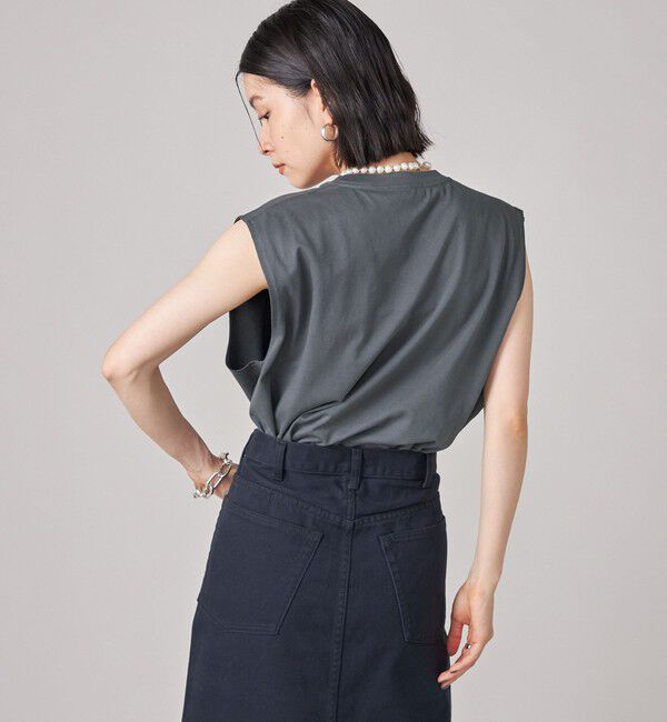 SHIPS for women「SHIPS NINE CASE:ロゴ ノースリーブ TEE」|Tシャツ・カットソー|