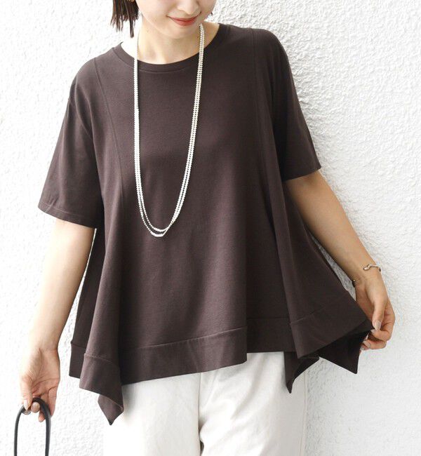 SHIPS for women「ヘムフレア ショート スリーブ プルオーバー」|Tシャツ・カットソー|ブラウン