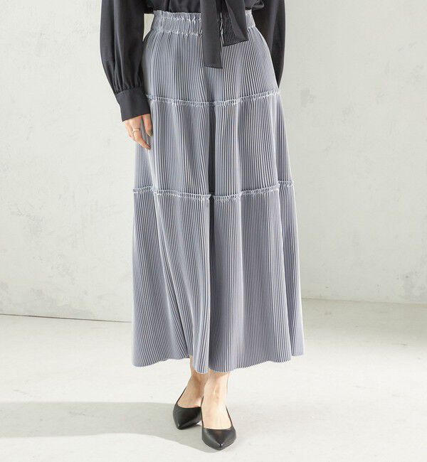 SHIPS for women「〈手洗い可能〉サテン プリーツ ティアード スカート」|スカート|