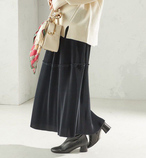 SHIPS for women「〈手洗い可能〉サテン プリーツ ティアード スカート」|スカート|