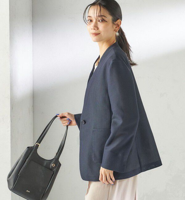 SHIPS for women「〈手洗い可能〉カラミ ノーラペル ジャケット」|ノーカラージャケット|