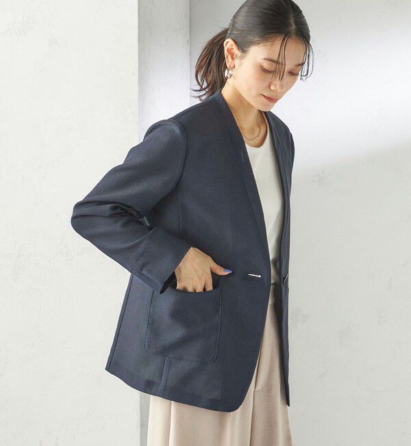SHIPS for women「〈手洗い可能〉カラミ ノーラペル ジャケット」|ノーカラージャケット|