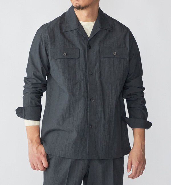 SHIPS「SHIPS:〈洗濯機可能〉CO+ オープンカラー ロングスリーブ シャツ(セットアップ対応)」|シャツ・ブラウス|ダークグレー