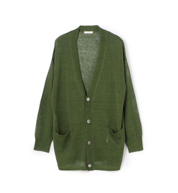GALERIE VIE「リネンコード Ｖネックカーディガン」|ニット・セーター|55 グリーン