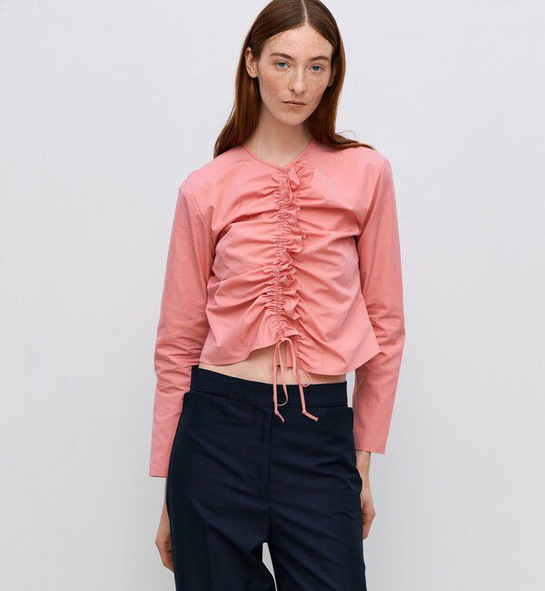 BACCA「コットンタイプライター ギャザードブラウス」|シャツ・ブラウス|