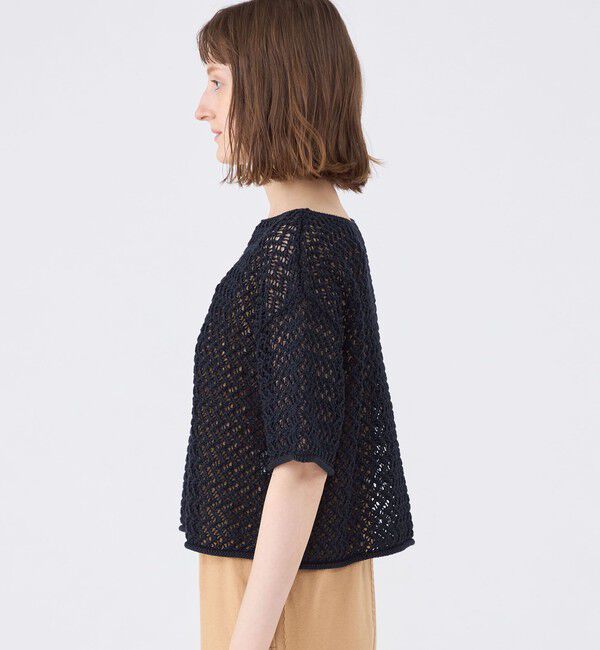 MACPHEE「メッシュコットン ボートネックプルオーバー」|ニット・セーター|