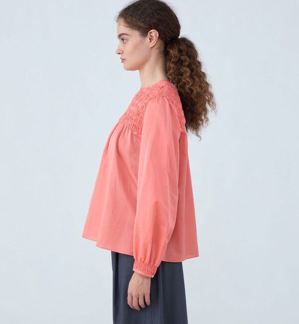 Ballsey「コットンシルクサテン シャーリングブラウス」|シャツ・ブラウス|