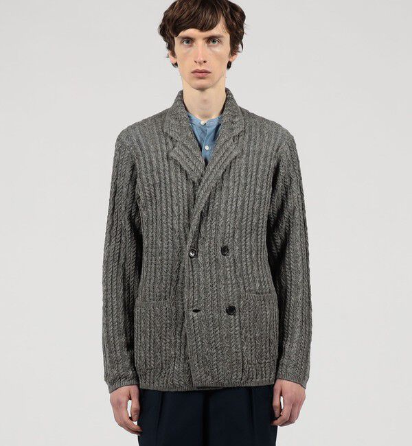 TOMORROWLAND MENS「プレミアムリネン ケーブルニットジャケット」|ニット・セーター|