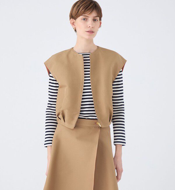 TOMORROWLAND collection「コットンリネンリバー ジップアップジレ」|ベスト・ジレ|