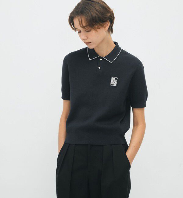 CABaN「コットンカシミヤ パールポロプルオーバー」|ニット・セーター|