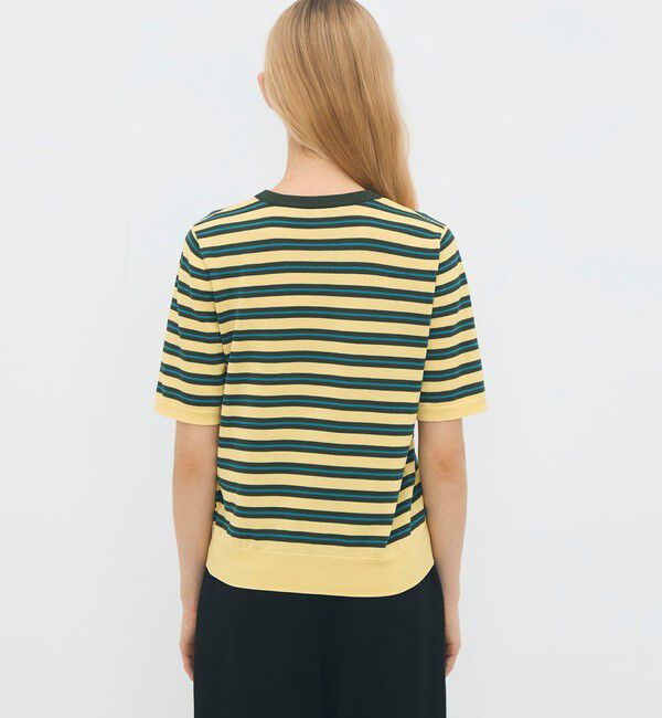 CABaN「コットンストライプ ハーフスリーブプルオーバー」|ニット・セーター|