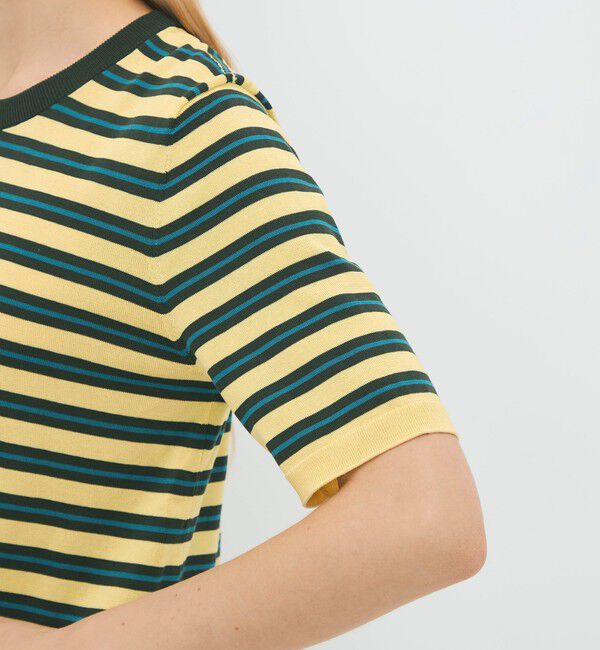 CABaN「コットンストライプ ハーフスリーブプルオーバー」|ニット・セーター|