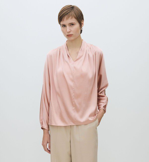 TOMORROWLAND collection「ウォッシャブルサテン ドレープブラウス」|シャツ・ブラウス|
