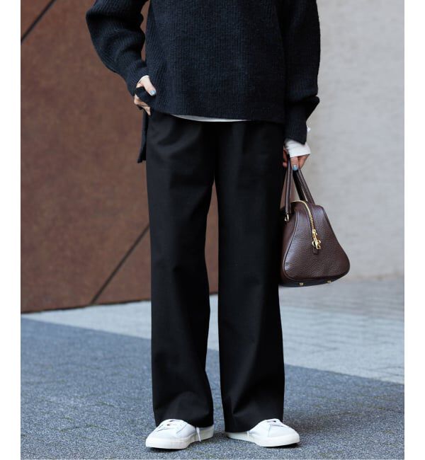 SLOBE IENA「《3サイズ展開/WEB限定/追加》ウール混ドロストイージースラックス」|スラックス|ブラック