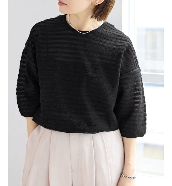 IENA「《予約》ウォッシャブル シアーフリルプルオーバー」|ニット・セーター|