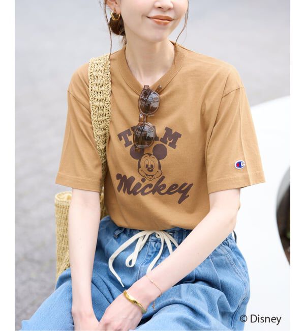 SLOBE IENA「《追加予約》Champion/チャンピオン SLOBE別注 /Mickey/Donald/ Tシャツ」|Tシャツ・カットソー|キャメル