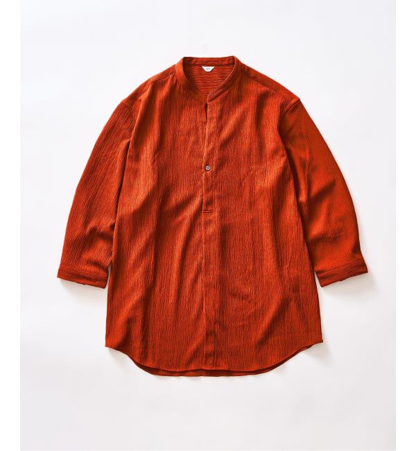 417 EDIFICE「クレープ クロップドスリーブ スキッパーシャツ」|シャツ・ブラウス|オレンジ