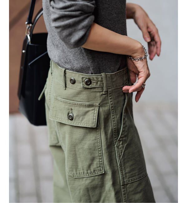 FRAMeWORK「≪追加≫ミリタリースラブバックサテンベイカーパンツ 4」|カーゴ|