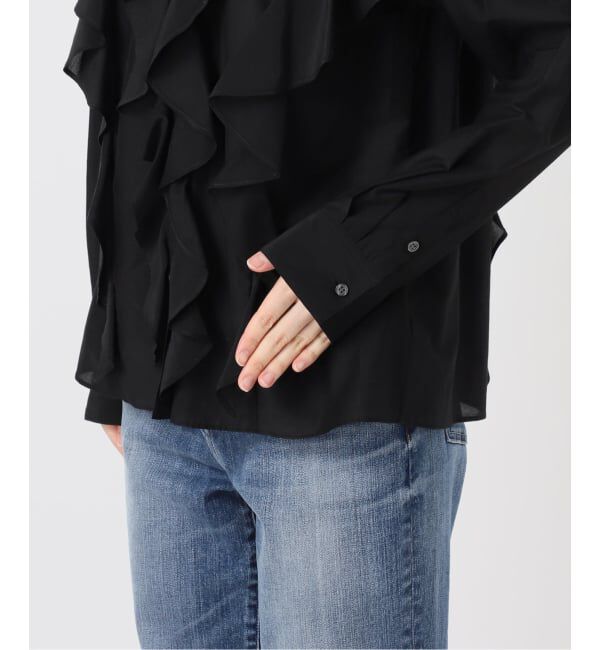 Spick and Span「スタンドカラーラッフルフリルブラウス」|シャツ・ブラウス|