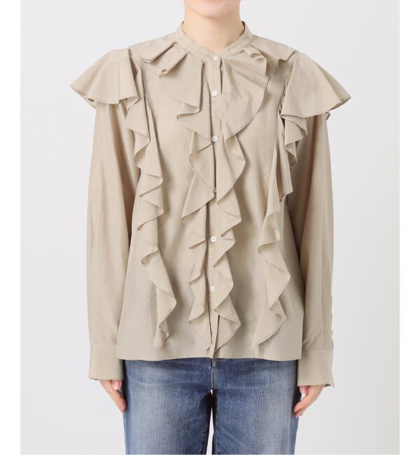Spick and Span「スタンドカラーラッフルフリルブラウス」|シャツ・ブラウス|