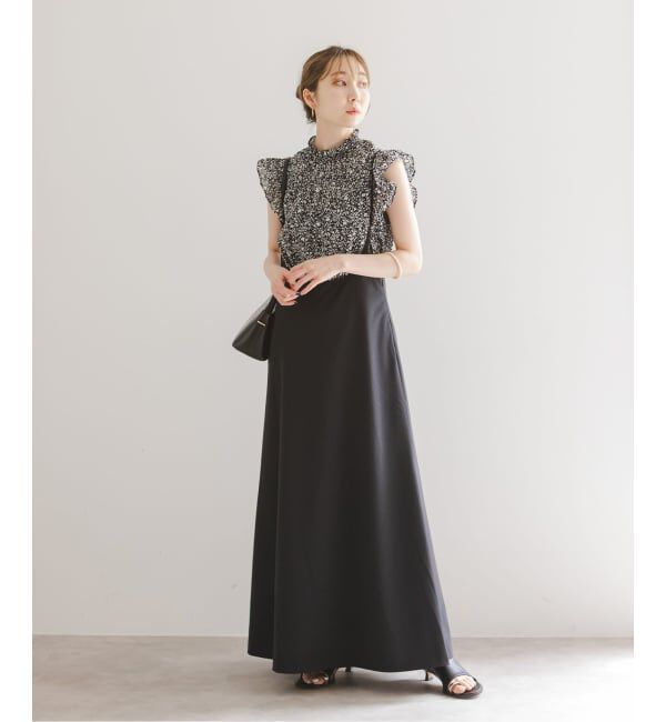 NOBLE「《WEB&一部店舗限定・追加予約》シャーリングフリルノースリブラウス」|シャツ・ブラウス|